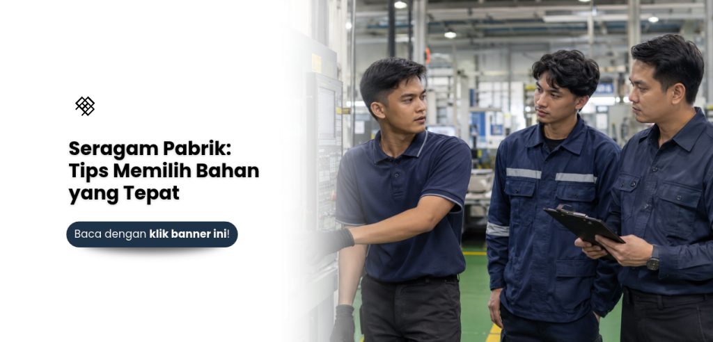 Seragam pabrik berbahan drill dan polo dipakai karyawan di area produksi